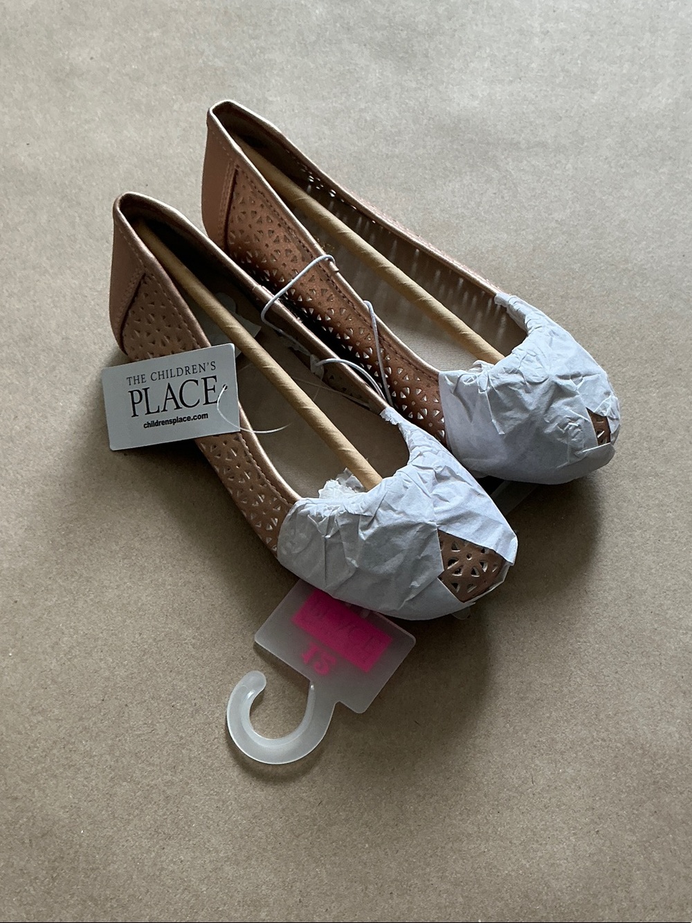 The Children's Place Girls' Tan Laser-Cut Ballet Flats